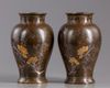 A pair of Japanese bronze vases