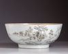 A Chinese grisaille-decorated 'hundred birds' punch bowl