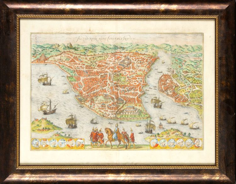 AN ANTIQUE BIRD’S-EYE MAP OF CONSTANTINOPLE, BRAUN & HOGENBERG, 1582