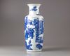 A blue and white rouleau vase