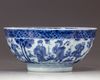 A Chinese blue and white 'dragon' bowl