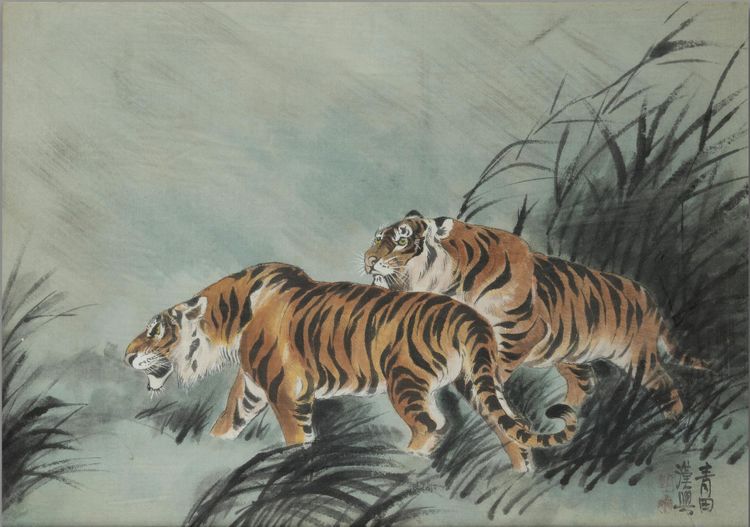 A CHINESE PAINTING DEPICTING TWO TIGERS, 19TH-20TH CENTURY