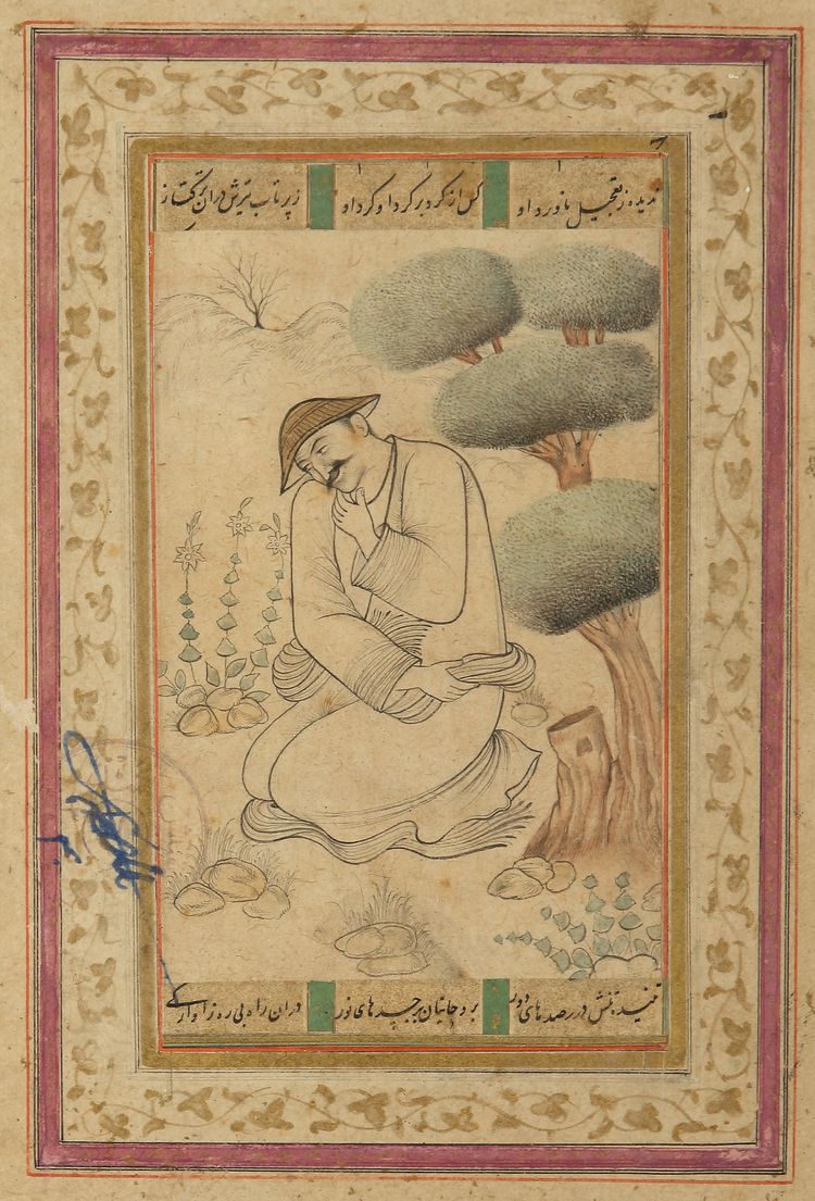 A SEATED DARVISH, PERSIA, SAFAVID STYLE, 19TH CENTURY