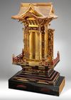 A LARGE JAPANESE BUDDHIST SHRINE, FOUR PARTS, IN THE SHAPE OF A TEMPLE, 20TH CENTURY