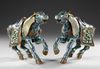 A PAIR OF LARGE CHINESE CLOISONNE ENAMEL FIGURES OF CAPARISONED HORSES, 20TH CENTURY