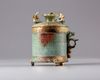 A bronze mounted jade censor and cover