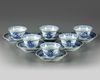 Six sets of Chinese blue and white cups and saucers