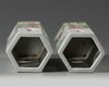 A pair of Chinese famille rose 'bird and flower' hexagonal hat stands