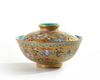 A Chinese gilt-ground famille rose bowl and cover