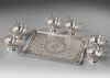 A TEASET ON A SILVER TRAY, 20TH CENTURY