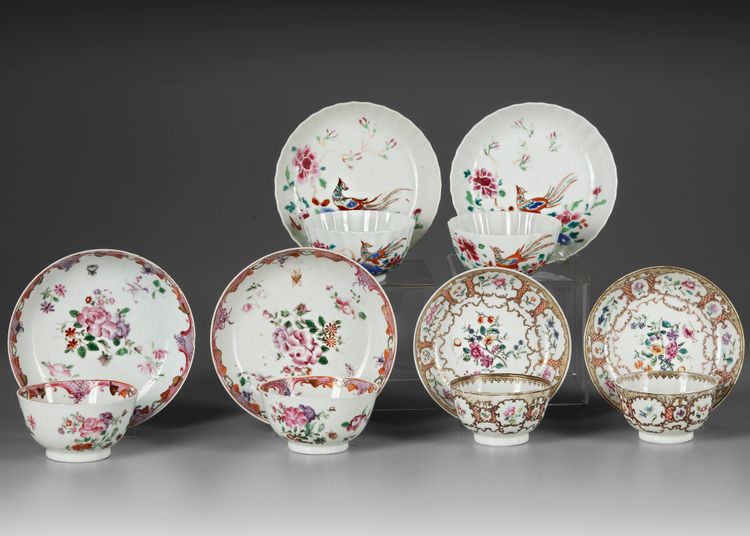 A CHINESE COLLECTION OF SIX CUPS AND SIX SAUCERS, 18TH CENTURY