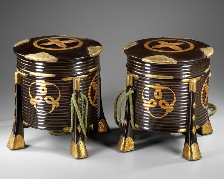 A JAPANESE SET OF TWO HOKAI CONTAINERS WITH THEIR ORIGINAL TRANSPORT BOXES, 19TH CENTURY