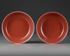 A PAIR OF CHINESE COPPER-RED-GLAZED DISHES, QING DYNASTY (1644-1911)