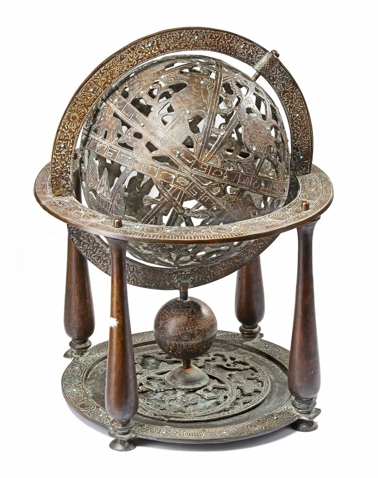 A BRONZE CELESTIAL GLOBE, IRAN OR INDIA, 19TH CENTURY