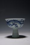 A CHINESE BLUE AND WHITE STEM CUP, CHINA,QING DYNASTY (1644-1911)