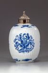 A Chinese blue and white ribbed  jar