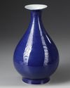 A CHINESE DEEP BLUE GLAZED PEAR-SHAPED VASE, 19TH CENTURY