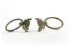 A pair of Chinese bronze taotie mask fittings with loose-ring handles