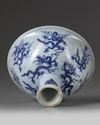 A Chinese blue and white 'nine dragon' stem bowl