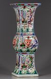 A Chinese wucai 'dragon' gu vase