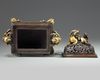 A Chinese parcel gilt twin 'qilin' handled rectangular censer and cover