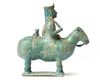 A KASHAN UNDERGLAZE DECORATED FIGURE OF A HORSE AND RIDER, PERSIA, 13TH CENTURY