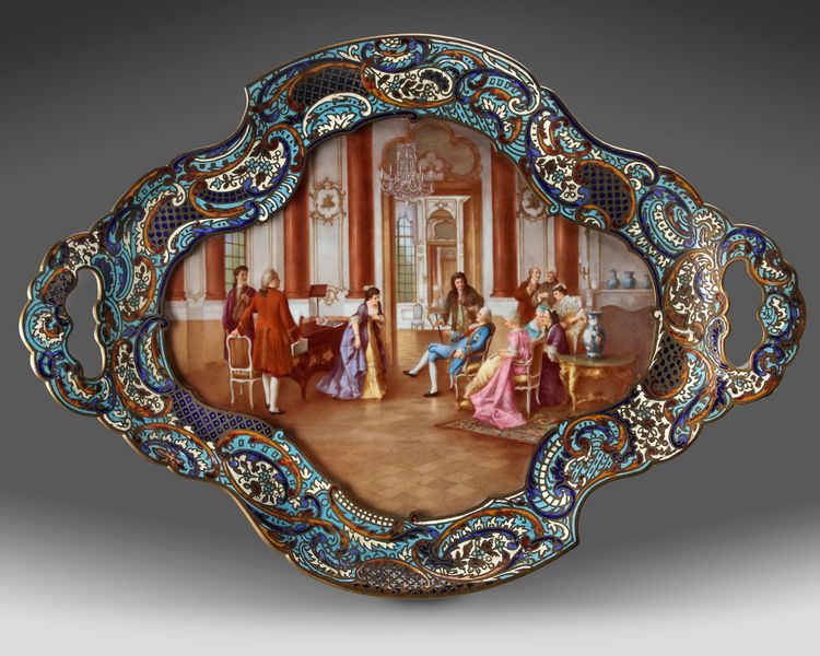 A FRENCH GILT ENAMEL CHAMPLEVÉ DRESSER STAND, 19TH CENTURY