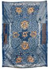 AN UNCUT EMBROIDERED SILK BLUE-GROUND ROBE, 19TH CENTURY