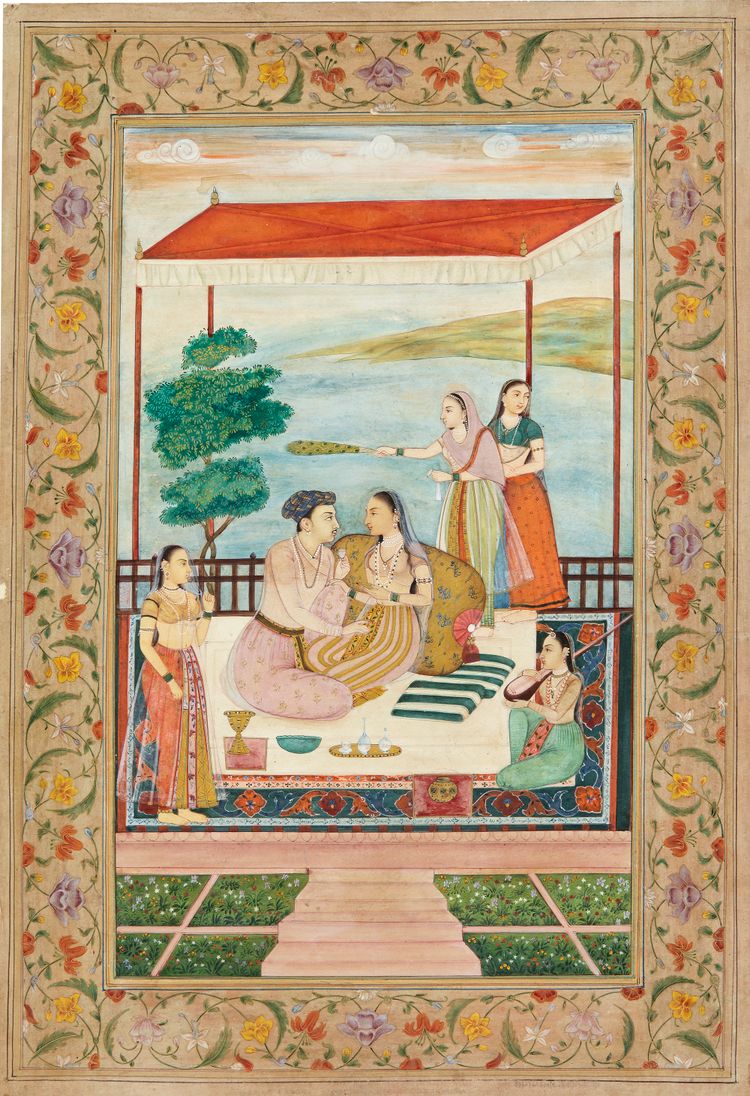A MUGHAL MINIATURE OF A COUPLE, 19TH CENTURY