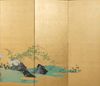 A JAPANESE BYOBU FLOWER GARDEN ON GOLD LEAF, MEIJI PERIOD (1868-1912)