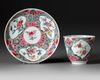 A CHINESE FAMILLE ROSE CUP AND SAUCER, QIANLONG PERIOD