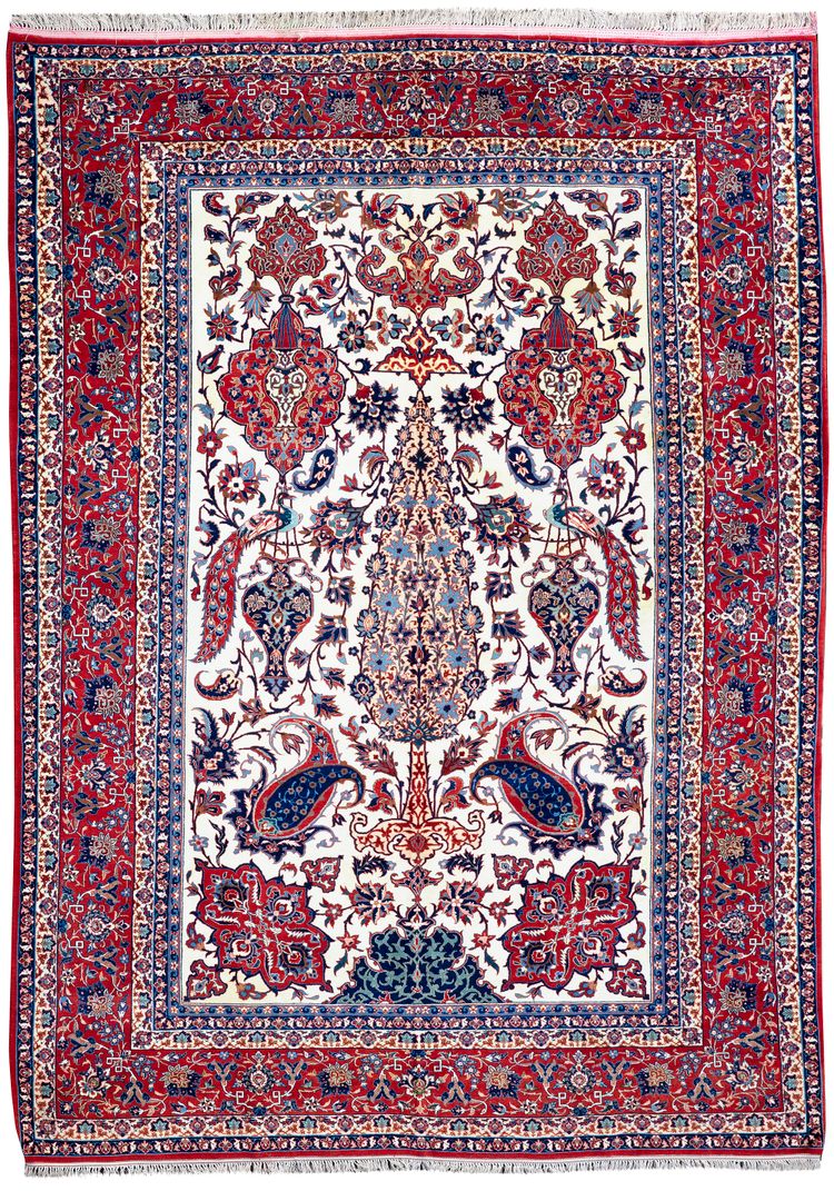 AN ISFAHAN RUG ON SILK FOUNDATION, 1930
