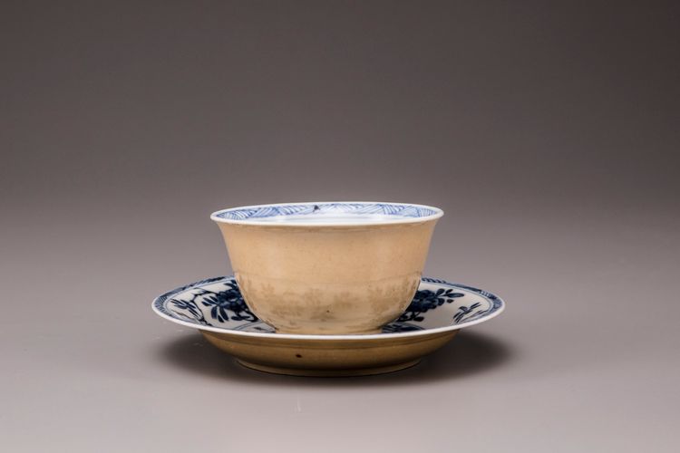 A cafe au lait cup and saucer
