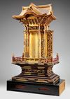 A LARGE JAPANESE BUDDHIST SHRINE, FOUR PARTS, IN THE SHAPE OF A TEMPLE, 20TH CENTURY