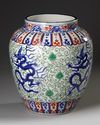 A CHINESE WUCAI DRAGON JAR, QING DYNASTY (1644-1911)