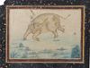 AN ALBUM PAGE OF ELEPHANT WITH MAHOUT ATTACKED BY LION, INDIA, 19TH CENTURY