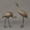 TWO JAPANESE BRONZE CRANES, TAISHO PERIOD (1912-1926)