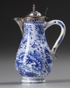 A CHINESE BLUE AND WHITE SILVER MOUNTED MILK JUG, KANGXI (1662-1722)