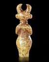 A GREENISH-YELLOW JADE CARVING OF A HORNED STANDING FIGURE, CHINA, HONGSHAN CULTURE