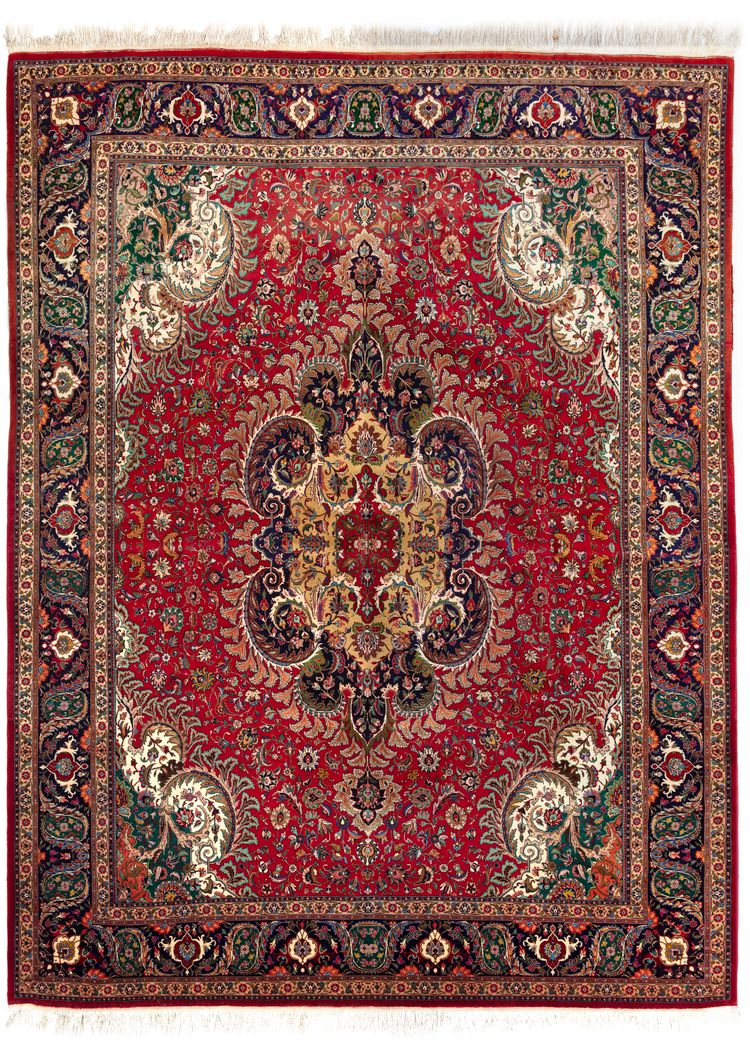 A VERY FINE SILK AND KURK TABRIZ CARPET, 1970-1980