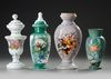 A GROUP OF FOUR SINGLE OPALINE VASES, CIRCA 1900