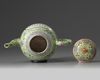 A CHINESE LIME-GREEN GROUND 'POETIC' TEAPOT