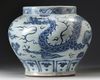A LARGE CHINESE BLUE AND WHITE 'DRAGON' JAR, YUAN-STYLE, 19TH CENTURY