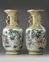 A PAIR OF LARGE CHINESE FAMILLE ROSE 'NARRATIVE' VASES