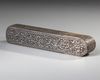 A SILVER INLAID METAL PEN BOX OR QALAMDAN, 20TH CENTURY