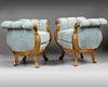 A PAIR OF FRENCH LOUIS XV STYLE GILT WOOD POUFS, LATE 19TH CENTURY