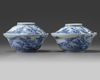 A PAIR OF JAPANESE HIRADO BOWLS AND COVERS, 19TH CENTURY