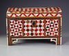 AN OTTOMAN RECTANGULAR MOTHER-OF-PEARL TORTOISE AND BONE INLAID BOX, 18TH CENTURY