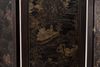 A Chinese precious objects-inlaid black lacquer carved wood six-fold screen