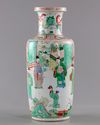 A Chinese famille verte rouleau vase